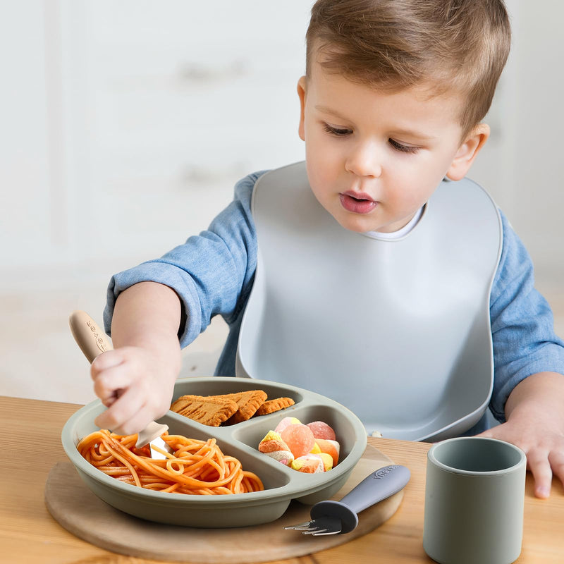 [Australia] - 6 Pieces Toddler ForksÔºåKids Safe Utensils Set with Silicone Round Handle for Self FeedingÔºå18/8 Stainless Steel Baby ForksÔºåChildren's Silverware Set BPA Free, Dishwasher Safe Red/Blue/White 