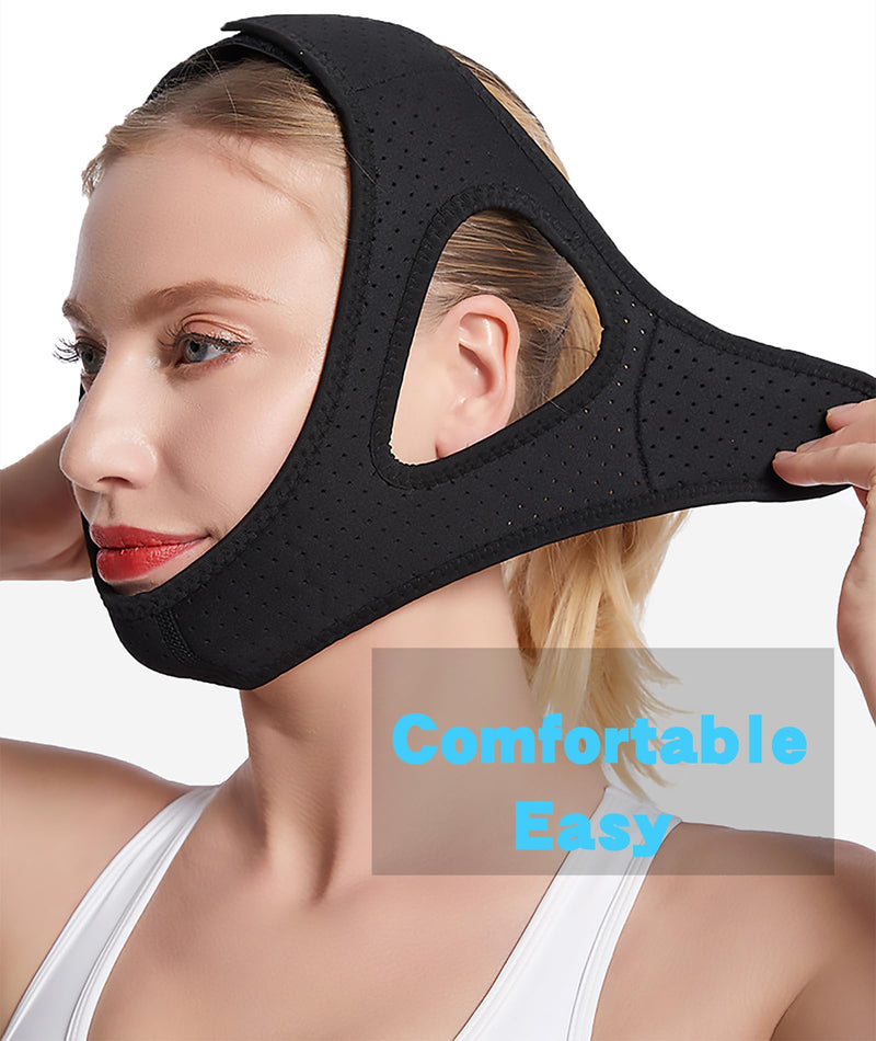 [Australia] - Anti Snoring Chin Strap，Chin Lipo Compression Garment，Post Surgical Chin Strap，Anti Snoring Devices Chin Strap for Men&Women(Black) Black 