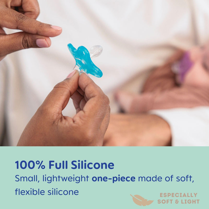 [Australia] - MAM Comfort Baby Pacifiers, Lightweight One-Piece Full Silicone Binky for Newborns 3-12 Months, BPA-Free, Easy to Clean Pacifier, Best for Breastfed Babies, with Sterilizer Case, 2 Count Binkies Cherry Blossom / Ice Water 2 Count (Pack of 1) 