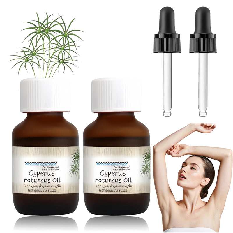 [Australia] - flintronic Cyperus Rotundus Oil, 2PCS Natural Vegetable Depilatory Oil, Cyperus Rotundus Oil for Hair Removal, Reducing Body Hair Growth, Skin Care, Relaxation and Care 120ML 2PCS Brown 