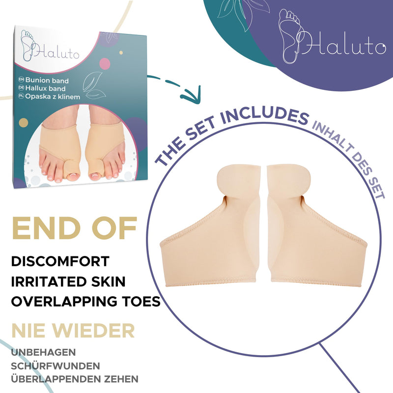 [Australia] - HALUTO Pack of 2 Hallux Valgus Correction Bandage - Toe Separator Hallux Valgus - Toe Separator Big Toe - Hallux Valgus Socks with Gel Protection Bandage with Wedge 