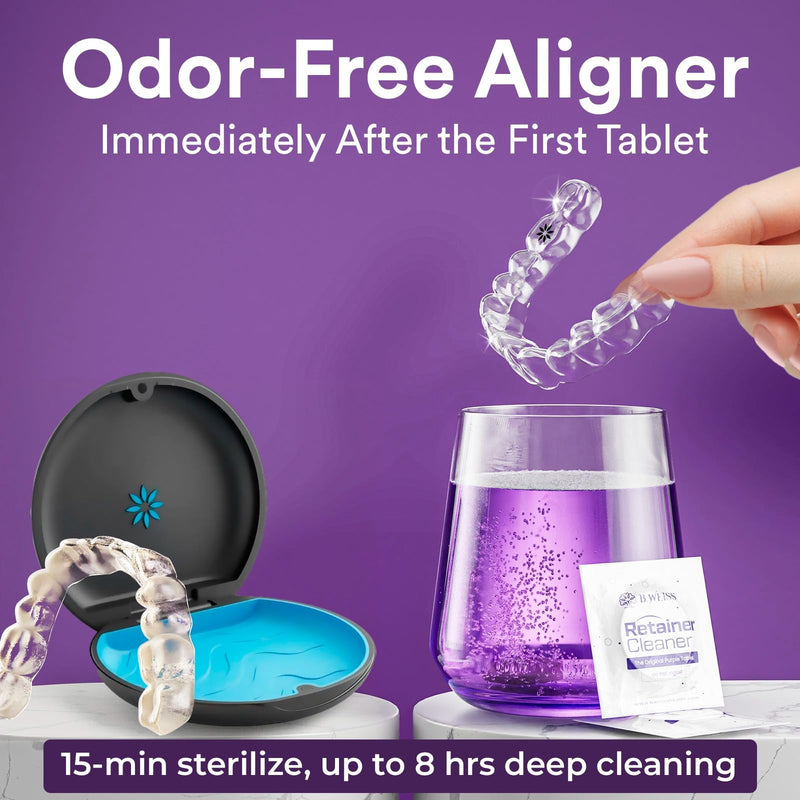[Australia] - Retainer Cleaner Tablets, Invisalign Cleaner, Remove Stains, Odors & Plaque, Night Guard Cleaner, FSA & HSA Eligible, 1-Month Supply, Denture Cleaner, 30 Tablets, Grape-Scented 30 Count (Pack of 1) 