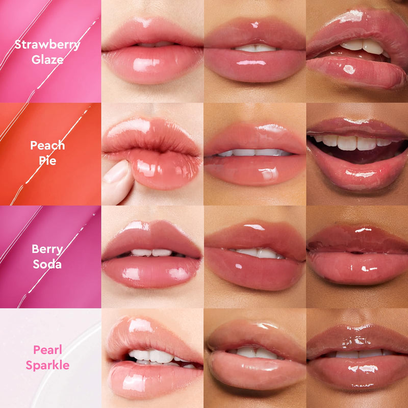 3-in-1 Brightening Lip Serum, Tinted Lip Balm with VC-IP & Vitamin E, Lightweight Non-Sticky Lip Gloss with Matching Charm (02 Peach) Peach Pie (Peach)