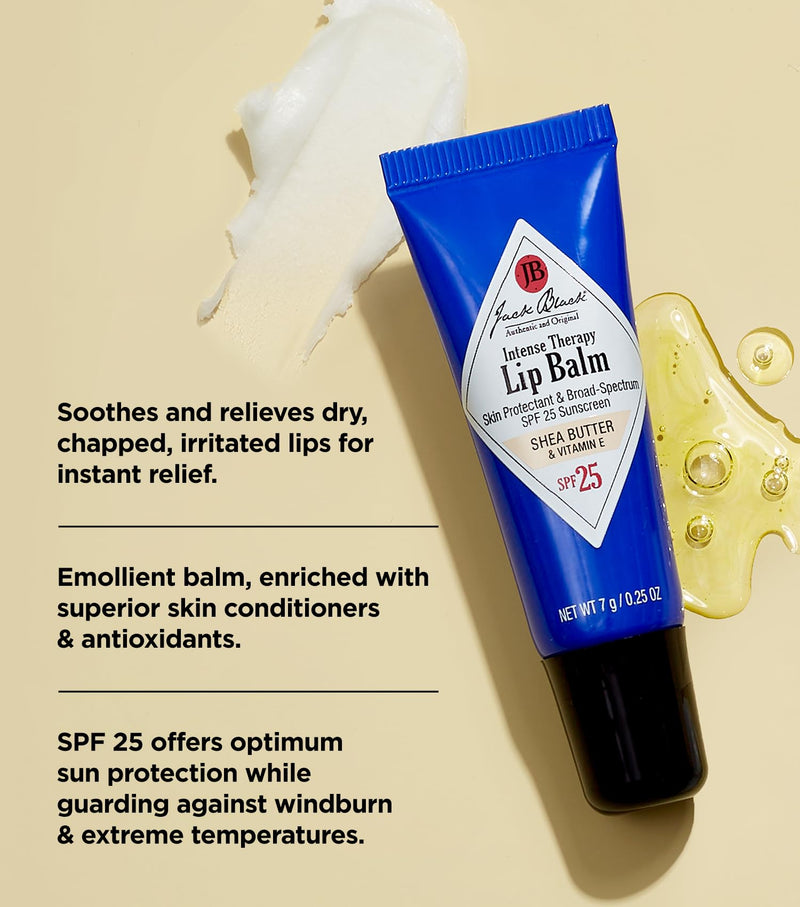 [Australia] - Jack Black Intense Therapy Lip Balm - Jack Black Lip Balm SPF 25 Sunscreen, SPF Lip Balm for Chapped Lips, Lip Sunscreen, Lip SPF, Lip Moisturizer for Dry Lips, Lip Balm with SPF, Lip Protection Natural Mint & Shea Butter 0.25oz (Pack of 3) 