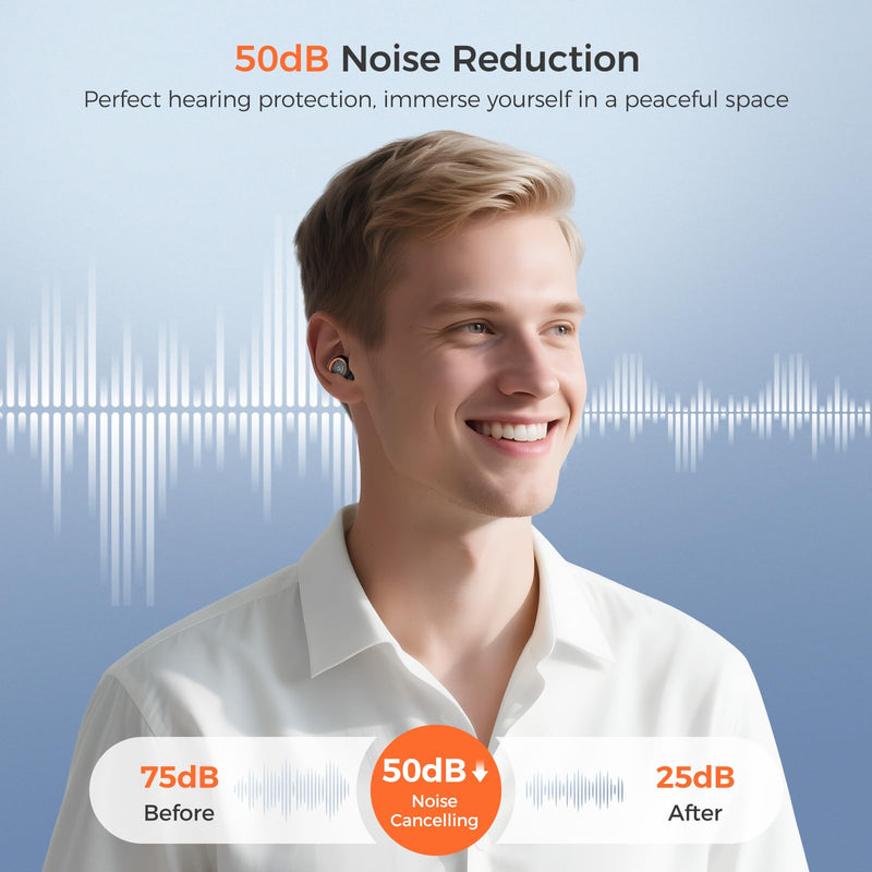 [Australia] - Senvok Ear Plugs for Sleeping Noise Cancelling with 50dB NRR - 3 Adjustable Noise Reduction Levels - Soft Reusable Silicone Hearing Protection Earplugs for Sleep, Work, Travel (Black) Black 