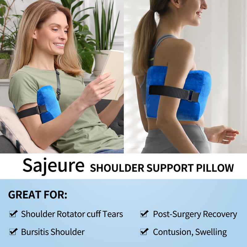 Rotator Cuff Pillow Surgery for Shoulder Pain Relief with Strap, Shoulder Pillow Sling for Side Sleepers Sleeping, Arm Cushion After Surgery Recovery Supplies, Blue