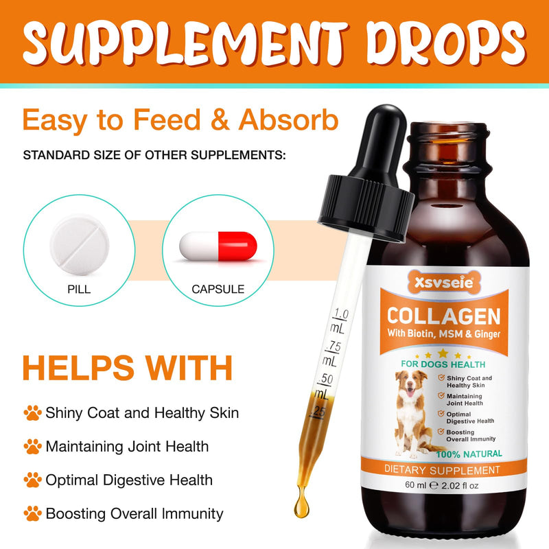 Liquid Collagen for Dogs Added Natural Pet Probiotics, Enhance Joint Support and Mobility, Collagen for Dogs Relieve Pet Skin Allergies, Itching, Supports Joint, Skin & Coat Health, All Breeds & Ages