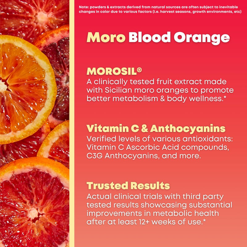Morosil Clinically Tested C3G Supplement - Metabolism, Antioxidant, Wellness Support for Men & Women - 400mg Moro Red Orange Extract - 30 Veggie Capsules - Non-GMO, Gluten-Free, Vegan-Friendly Morosil 30 Count (Pack of 1)