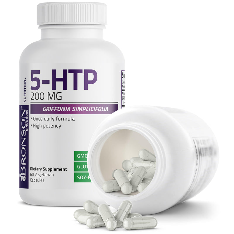[Australia] - Bronson 5-HTP 200mg (5-hydroxytryptophan) Griffonia Simplicifolia Non-GMO, 60 Vegetarian Capsules 60 Count (Pack of 1) 