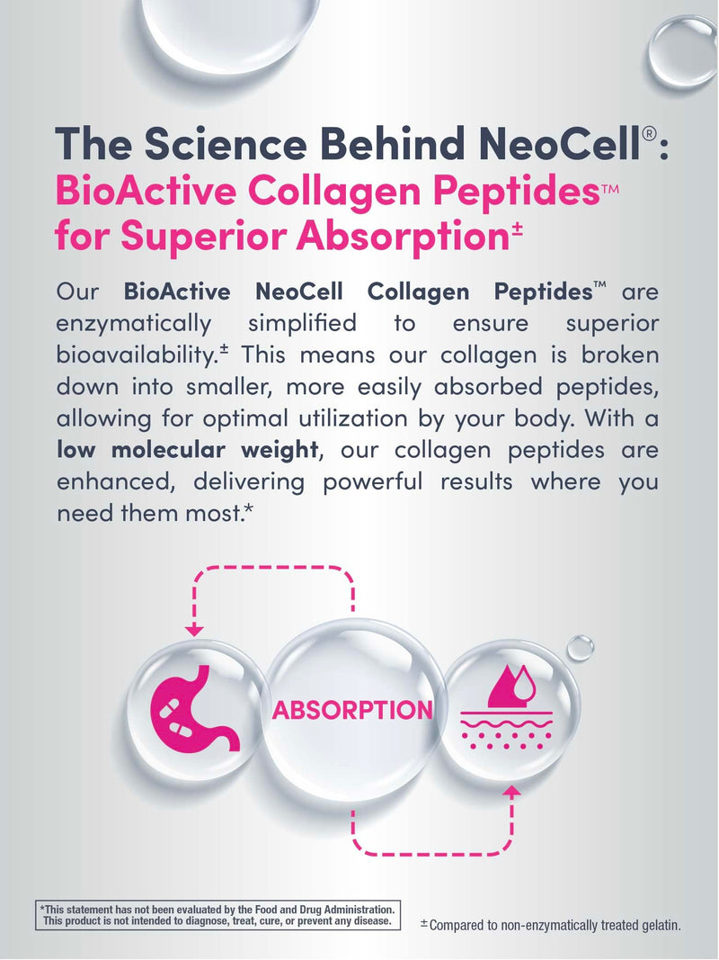 NeoCell Collagen Peptides Pills | 270 Caplets | with Vitamin C and Biotin | Grass Fed Bovine | Hair, Skin, & Nails | for Women and Men 270 Count (Pack of 1) Vitamin C+ Biotin