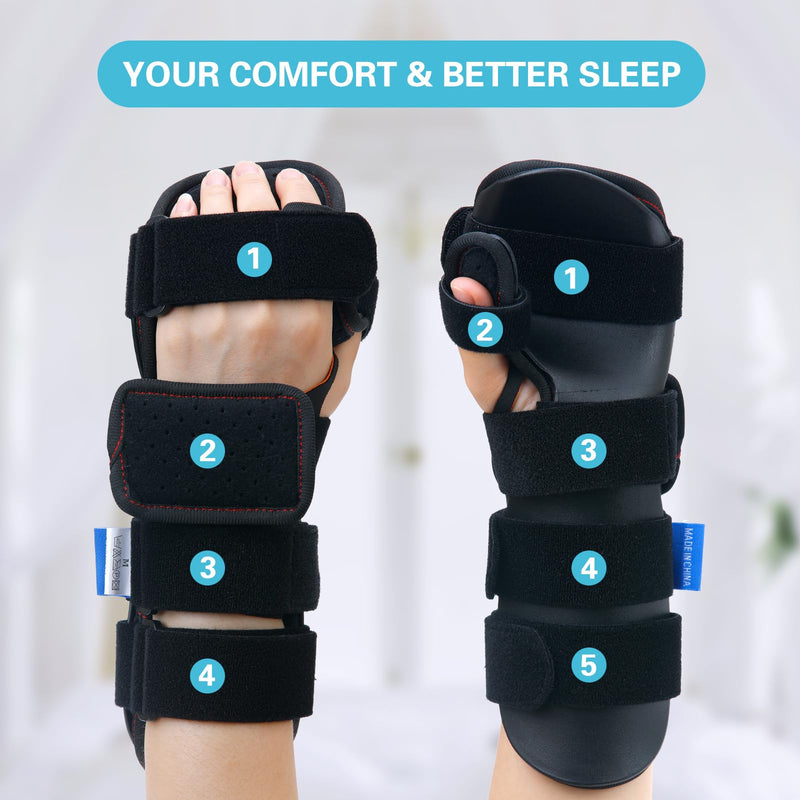 [Australia] - Stroke Resting Hand Splint & Wrist Brace Support Bundle - Prevent Flexion Contractures, Night Immobilizer Wrist Finger Brace with Finger Separator for Stroke Recovery, Arthritis, Tendinitis Right Large 