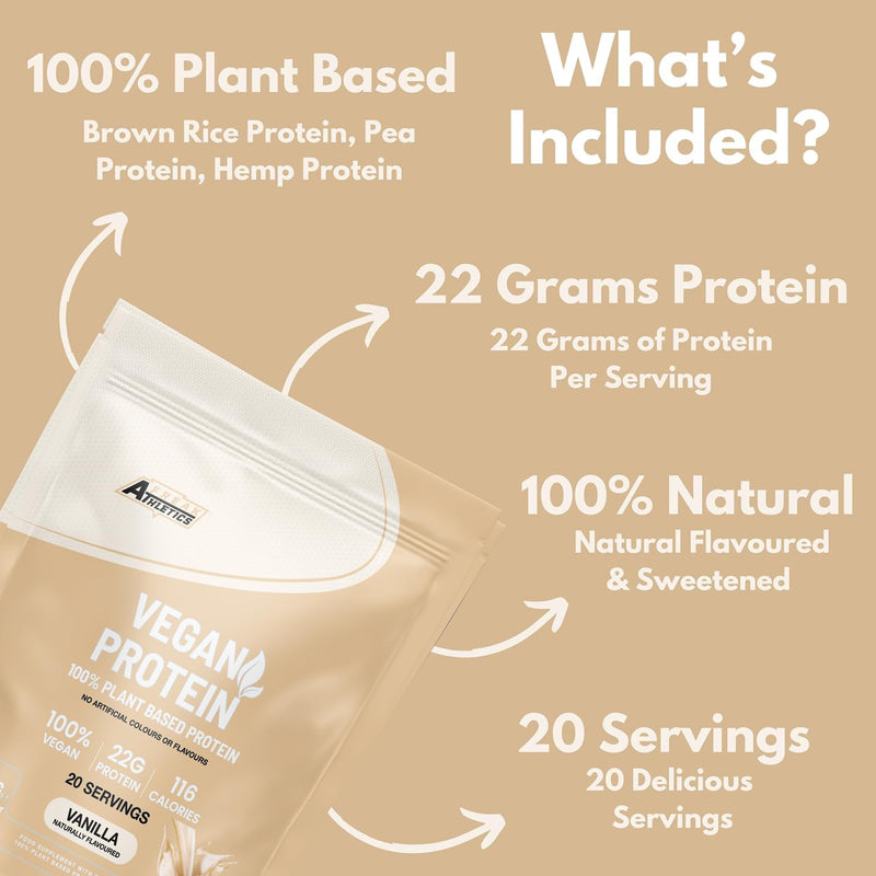 Freak Athletics Vegan Protein Powders - Plant Based Vegan Protein Powder 600g Soy Free Protein Powder (Vanilla)