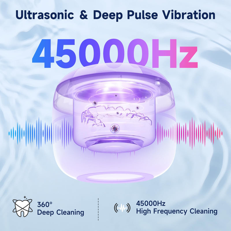 [Australia] - 2025 Ultrasonic Retainer Cleaner Machine for Dentures - 45kHz Retainer Cleaner Machine for Mouth Guards, Braces, Toothbrush Heads, Jewelry with 200ML Capacity, 24W & 4 Modes for All Dental Appliances 