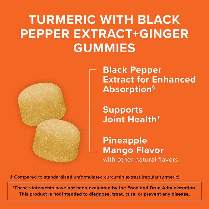 [Australia] - Qunol Turmeric and Ginger with Black Pepper Gummies, Joint Health Support, 90 Count (Pack of 1) 