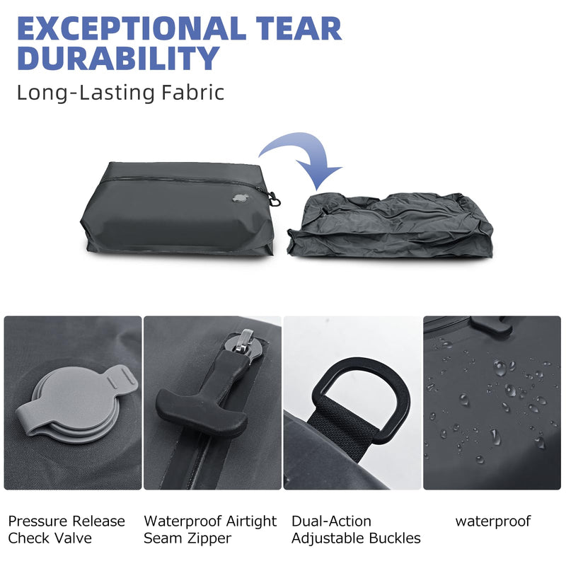 Vacuum Compression Reusable Bags Space-Saving Waterproof Pump | Storage Bag for Luggage Packing and Carry on, Backpack & Closet Organization for Travel (Black, 20 in,35L) Black 20"