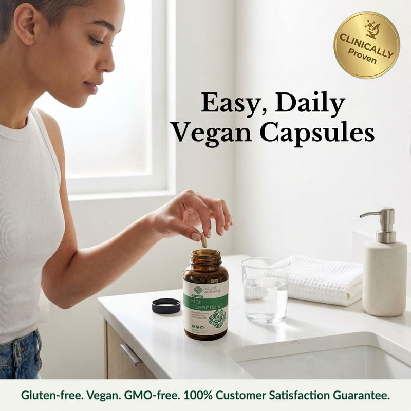 Natural Wellbeing Hair Essentials – DHT Blocker Hair Growth Supplement for Women & Men – Saw Palmetto, Biotin, – Vegan Capsules – Stops Shedding & Thinning (90 Count, 1-Month Supply) 90 Count (Pack of 1)