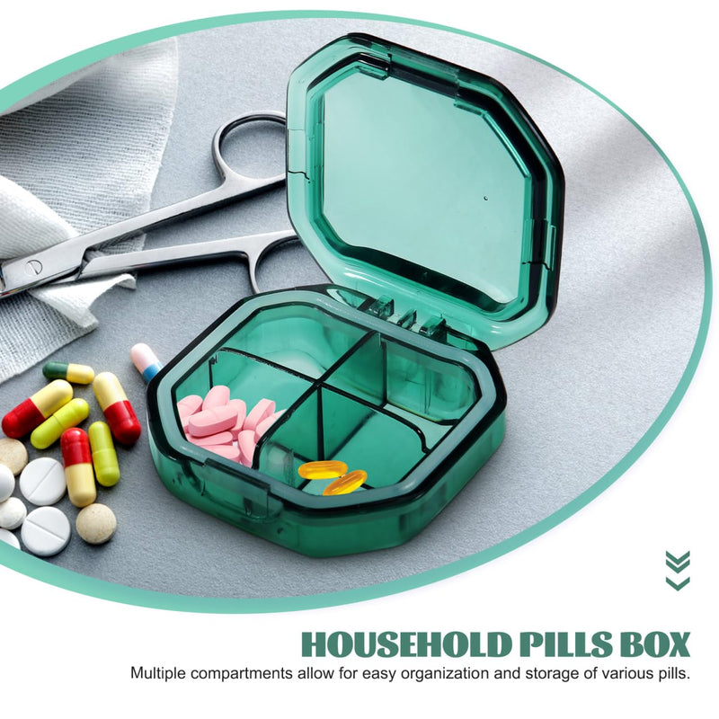 iplusmile Compact Medicine Case 4 Compartment Pill Organizer Portable Travel Medicine Organizer for Daily Use Vitamins Supplements Transparent Lid Storage Box 2.44 X 2.44 X 0.98 in 6.2X6.2X2.5CM