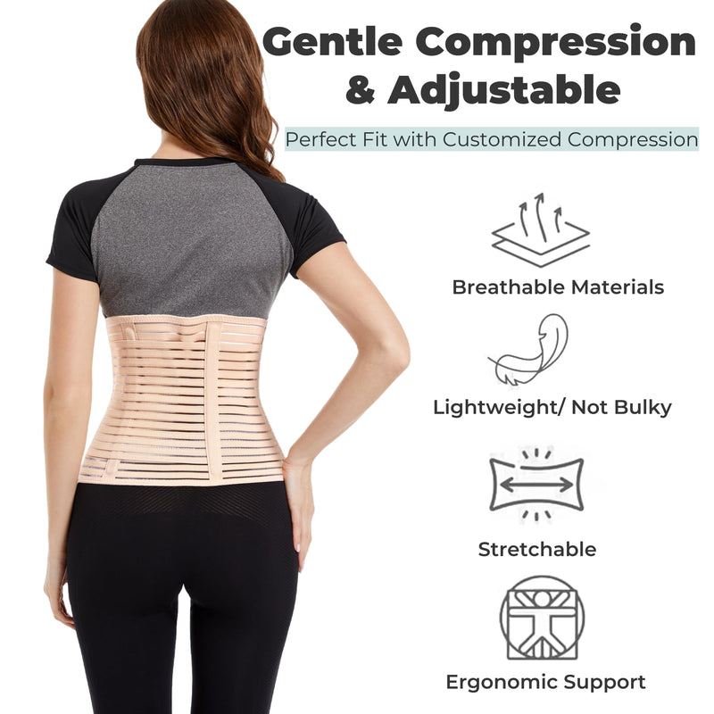 Women Abdominal Binder for Post-Surgery Recovery, Postpartum Belly Band Must-Have for Postpartum Moms - Ideal for C-Section, Hysterectomy, Liposuction, and Tummy Tuck (Beige, Large) Beige