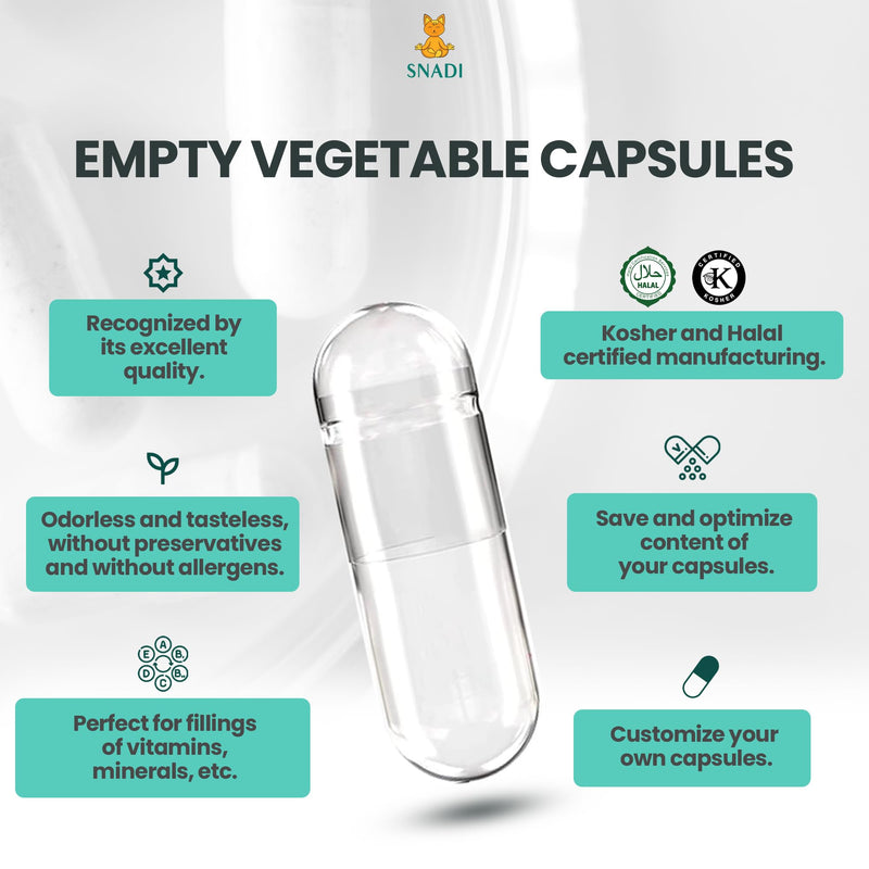 1000 Empty Vegetable Capsules | Size 00 | Transparent | Pharmaceutical Quality | Biodegradable Packaging | Ideal for Vitamins and Supplements | Odorless and Tasteless