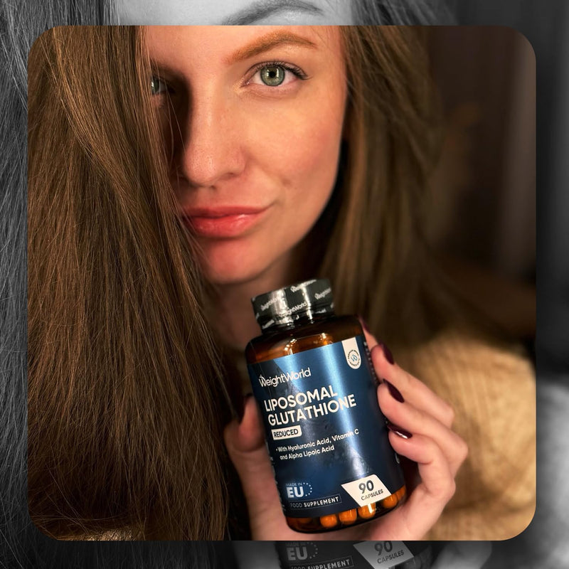 WeightWorld L-Glutathione Supplement 1000mg - 90 Capsules - with Vitamin C, Hyaluronic Acid & Alpha Lipoic Acid - Non-GMO & Vegan - Reduced Liposomal Glutathione Capsules for Men & Women