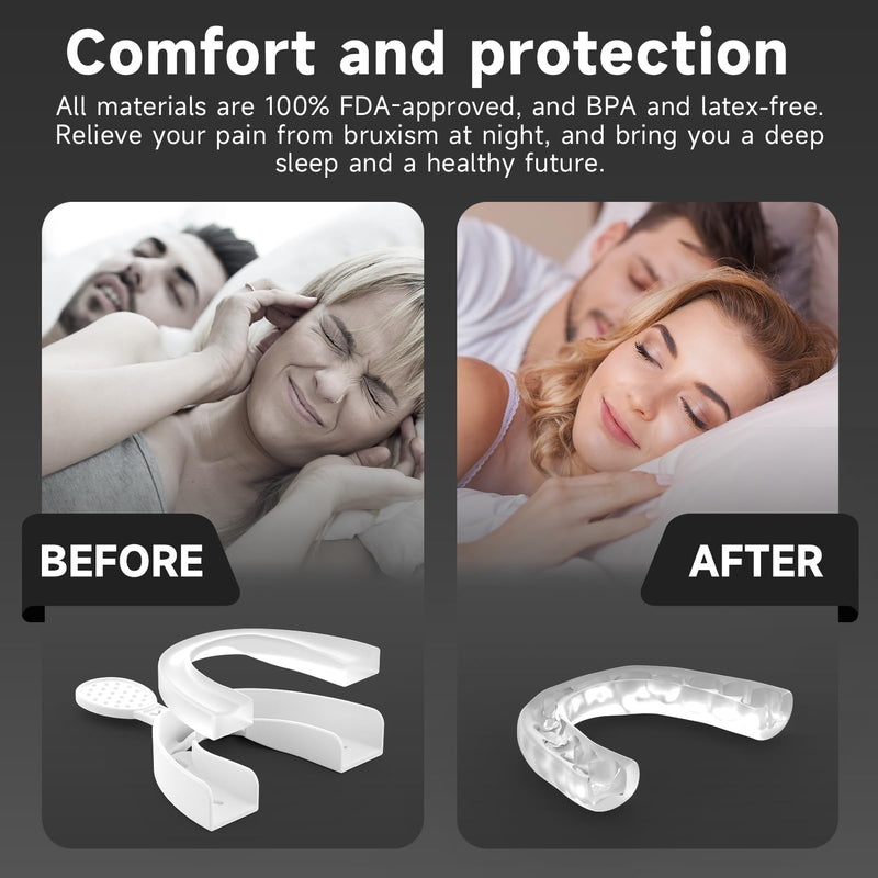 [Australia] - Upgraded Mouth Guards for Grinding Teeth at Night,2 Pack,Standard Size, Professional Night Guard with Fitting Tray, Comfortable Mouth Guard for Clenching Teeth at Night Clear 