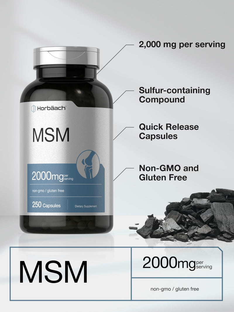[Australia] - Horb√§ach MSM Supplement Capsules | 2000mg | 250 Count | Non-GMO and Gluten Free Formula | Methylsulfonylmethane 