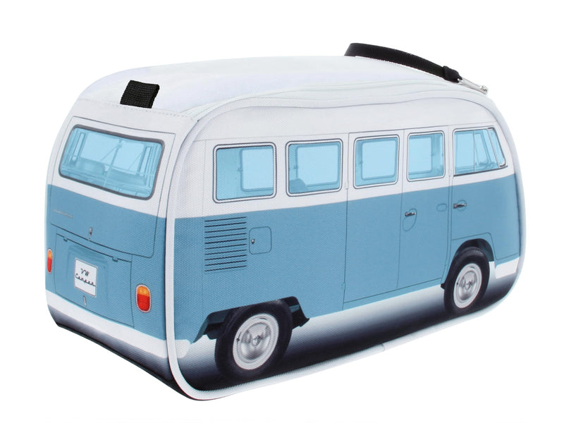 BRISA VW Collection - T1 Bus Camper Toiletry Bag Cosmetic Case | Volkswagen Toiletry Bag, Water-Resistant, 2 Elastic Compartments, Double Zipper, Travel, 600D Polyester, Blue & White