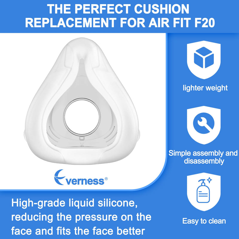 [Australia] - 2 Packs Replacement Cushion (L) for F20, Reliable Seal & Softer Fit, Compatible with Original Frame, Great-Value & Durable Replacement Supplies by Everness (L) Large 