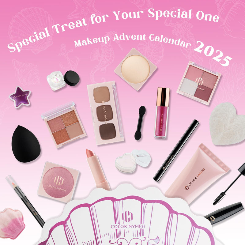 [Australia] - Color Nymph Makeup Advent Calendar 2025, 24 Days Surprise Beauty Makeup Gift Sets for Adlut Women & Teen Girls, 2025 Christmas Countdown Calendar Holiday Full Cosmetic Kit (Pink) 