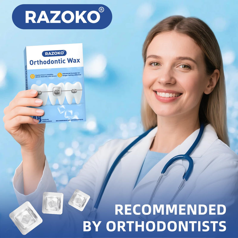 [Australia] - RAZOKO Orthodontic Wax for Braces Wax Dots Gentle Comfort, Clear Invisible Fit, All Day Protection 48 Individual Hygienic Packaging Dental Wax 48pcs 