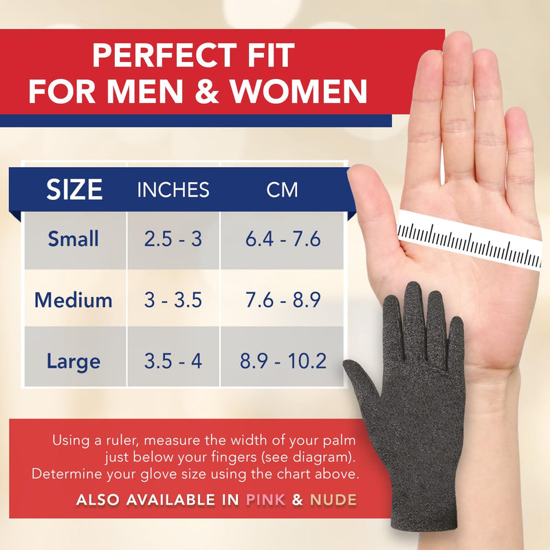 [Australia] - Doctor Developed Arthritis Gloves - Full Finger Compression Gloves for Raynauds & Hand Pain - Compression Gloves for Arthritis for Women & Men, Carpal Tunnel Gloves With Doctor Handbook (full-length, M, Grey) Medium 
