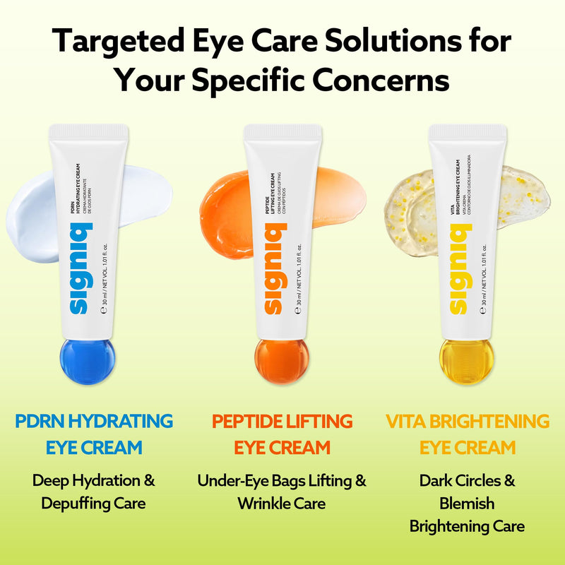 signiq VITA Brightening Eye Cream | Vitamin C | Hydrating Eye Care for Radiant Looking Skin | Korean Skincare, 1.01 fl.oz. Yellow