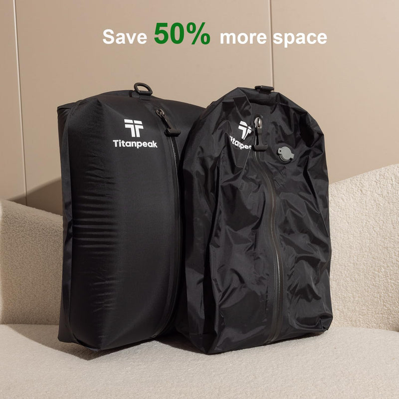 Vacuum Bags for Travel Luggage with Pump, Reusable Space Saver Waterproof Compression Bags for Suitcase,Travel Backpack, Vacuum Seal Packing cube for Storage Organizer Cloth Packing(2PCS + 1PUMP-17L) 2bags+1pump=17L+17L