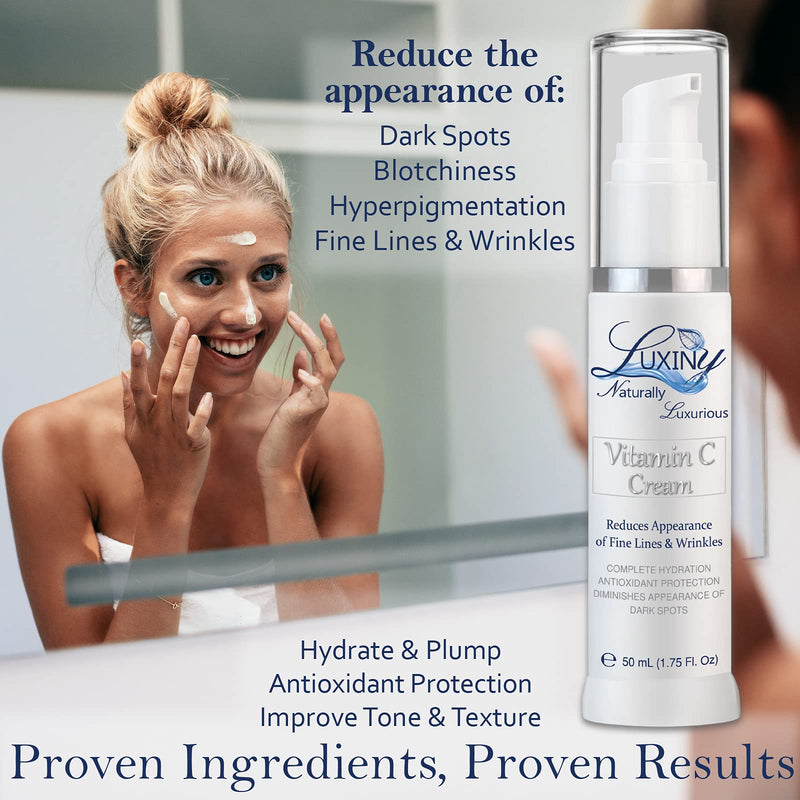Luxiny Vitamin C Moisturizer for Face & Neck, Wrinkle Defense Face Cream for Women Age Fighting Lotion, Jojoba Oil, Day/Night Cream Moisturizer, Reducing Hyperpigmentation plus Antioxidant Protection