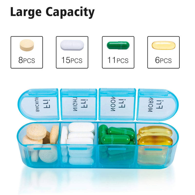 [Australia] - Daviky Pill Organizer 4 Times a Day - Pill Box 7 Day, Large Weekly Medicine Pill Organizer for Travel with Removable Individual Containers, Pill Case to Hold Daily Vitamins, Supplements and Medication Black 