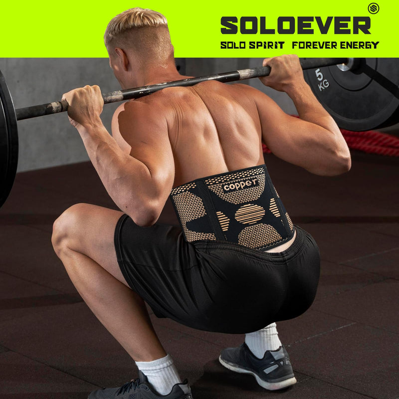 [Australia] - Copper Back Braces for Lower Back Pain, Breathable Lumbar Support Belt for Men and Women, Lower Back Brace for Herniated Disc, Sciatica, Scoliosis, Heavy Lifting (Black, Medium) Black 