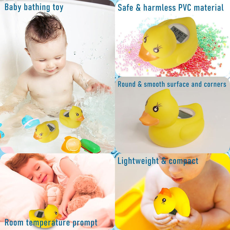 Rubber Duck Baby Bath Thermometer LED Display,Warning Alarm,Timer Baby Safety Water Bath Temp Thermometer for Bathtub Tube Pool Floating Toy Infants Newborn Toddlers Room Temperature Essentials MTY-803 1Piece