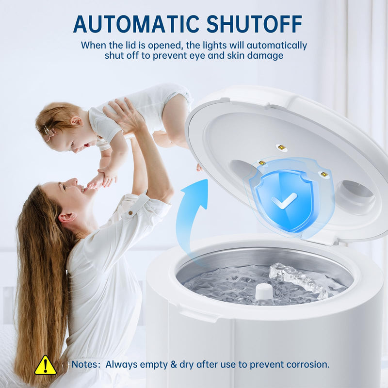 [Australia] - Ultrasonic Retainer Cleaner Machine, 45kHz Dental Cleaning Pod for Dentures, Aligners, Mouth Guards, Night Guards, Jewelry, Toothbrush, 5/10/15-Minute Timer, 200ML 