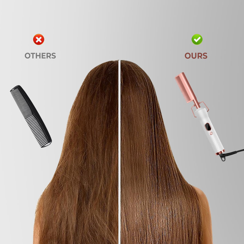 Hot Comb,Electric Hot Comb for Wigs Human Hair with 12 Temp Settings,110-240V Straightening Comb for Black Hair,Heating Up to 450°F Pressing Combs White