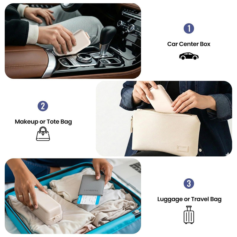 Foldable & Portable Weekly Pill Organizer, Week Daily 7 Day Travel Pill Box | 1 Time A Day, with 1 Extra Compartment, Double Lock, Large Medicines Case Holder Dispenser for Med, Vitamin, Supplement,Khaki Khaki
