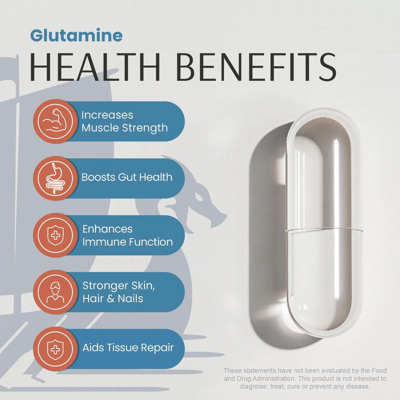 [Australia] - L-Glutamine Capsules ‚Äì 1500mg High-Potency Amino Acid for Muscle Recovery, Gut Health & Immune Support | Vegan, Non-GMO | 120 Capsules 