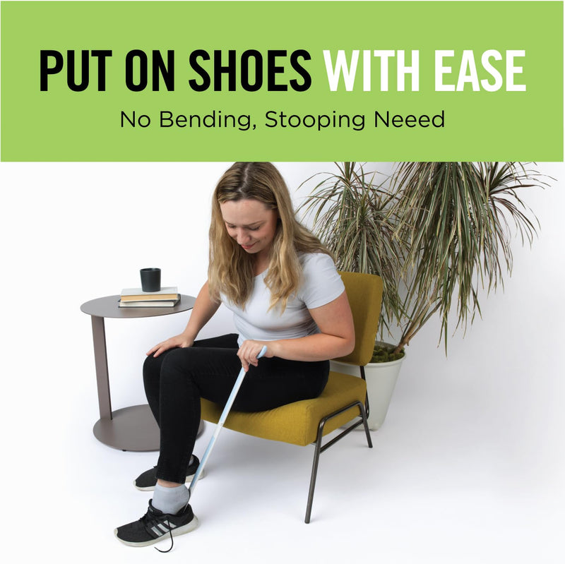[Australia] - Juvo Products 25” Two-in-One Dressing Stick and Shoehorn for Elderly, Disabled, Limited Mobility – Ideal for Hip Replacement, Back, Shoulder Surgery Recovery – Helps with Getting Dressed, Shoes 