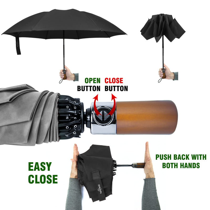 NEW 2 PCS Windproof Strong Umbrellas for Rain Compact Umbrella and Reverse Umbrella for Men and Women Automatic Open Close Umbrella Folding Travel Light Umbrella - Bundle