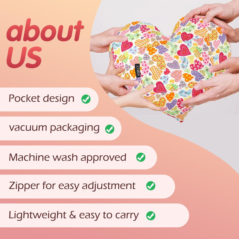 Heart Pillow for After Heart Surgery, Open Heart Surgery Pillow After Cough Recovery with Pocket, Comfort Cushion Recovery Gifts for Women Men Patients Heart Shaped Pillow Colorful