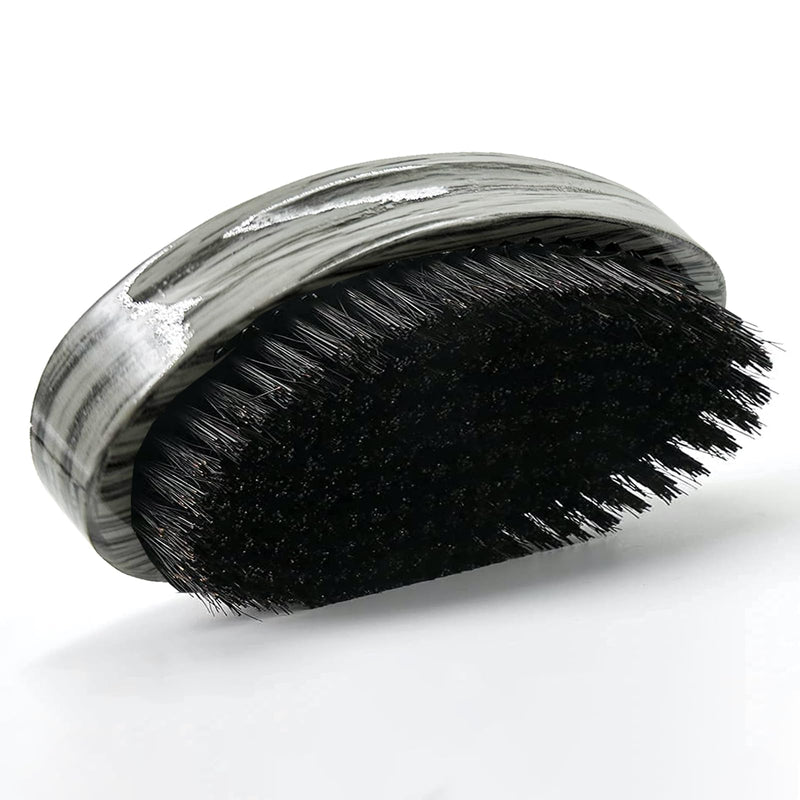 Premium Palm Wave Brush for Men 360 - Medium Hard Curved 360 Wave Hair Brushs - Made with Nature Beech & Nylon Boar Bristle Men's Hair Brush For Black Men 360 (Gery wood grain) Gery wood grain