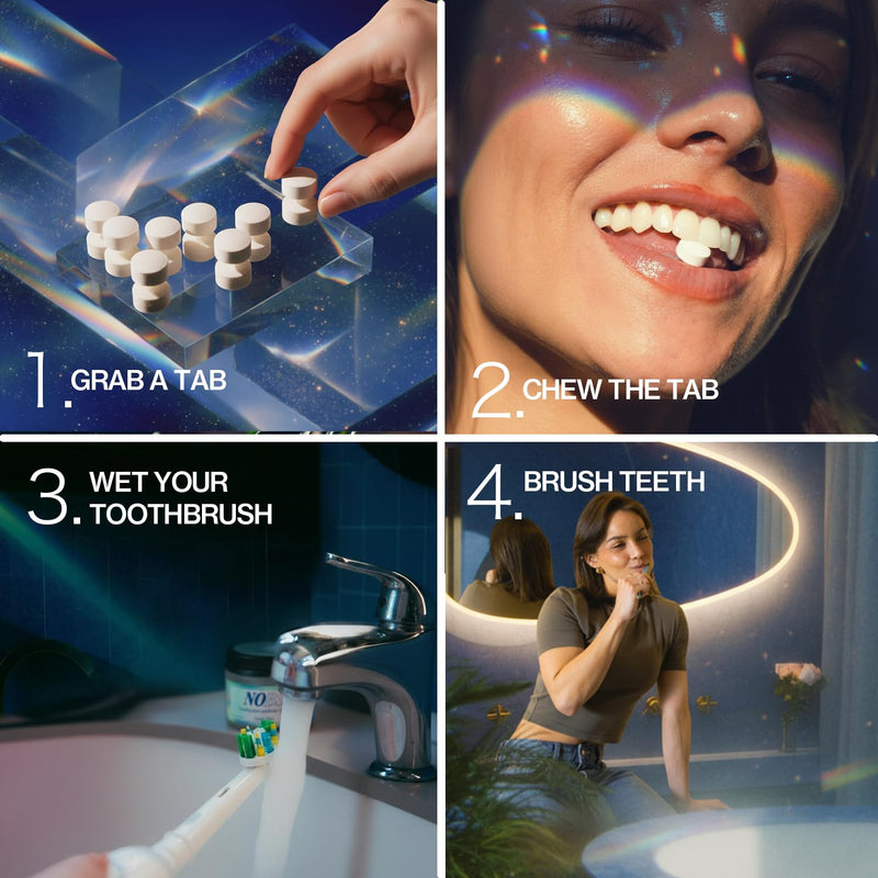 NOBS (No Bad Stuff) Toothpaste Tablets - Nano Hydroxyapatite, Fluoride & Plastic Free, Eco & Travel Friendly - Remineralize with NHA (3 Month) 186 Count (Pack of 1)
