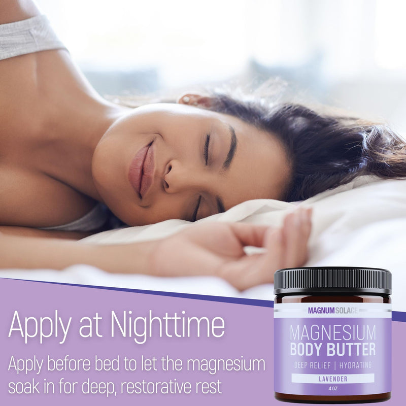 Magnum Solace Magnesium Body Butter - Nighttime Magnesium Cream - Lightly Scented (Lavender) Lavender