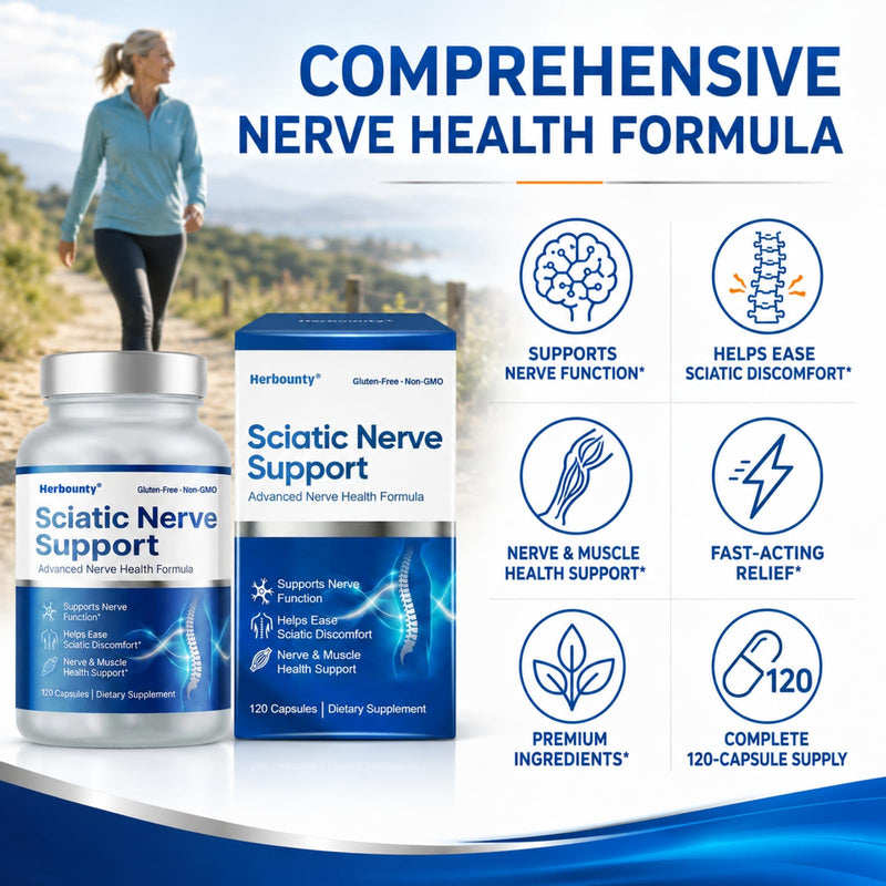 Sciatic Nerve Support Supplement, 120 Count Support Nerve Function | Vitamin B Complex Supporting Healthy Muscle and Easy Mobility, Daily comfort for Lower Back and Leg, Easy to Swallow 120 Count (Pack of 1)