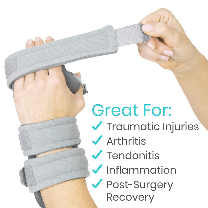 Vive Resting Hand Splint (Left) (w/ Rehab Video App) - Night Immobilizer Wrist Finger Brace - Thumb Stabilizer Wrap - for Arthritis, Tendonitis, Carpal Tunnel Pain - Functional Support for Sprains Fractures (Medium) Medium Left Hand