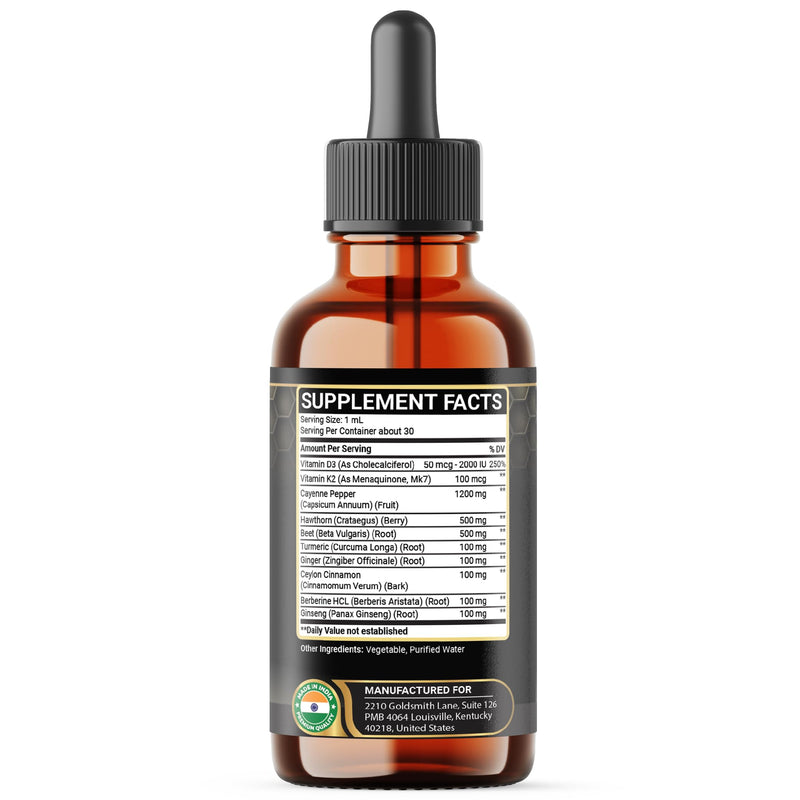 2 Packs - 2700 mg 10in1 Cayenne Pepper Liquid Drops with Hawthorn Berry, Vitamin D3 K2, Beet Root, Ginger Turmeric, Ginger, Ceylon Cinnamon, Berberine, and Ginseng - 2 Months 2 Fl Oz (Pack of 1)